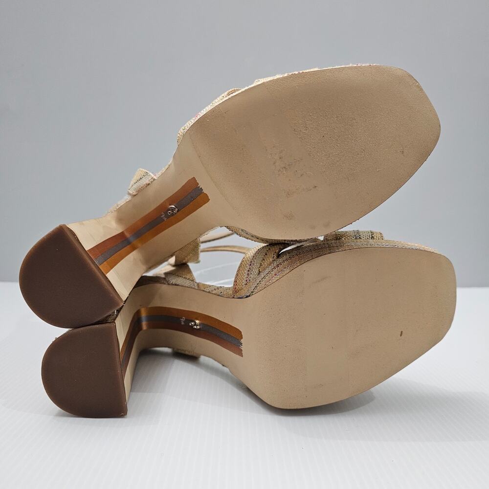 Sam Edelman Kayna Platform Block Heel Sandals Natural Raffia Stripe Womens 9.5 - Picture 12 of 14